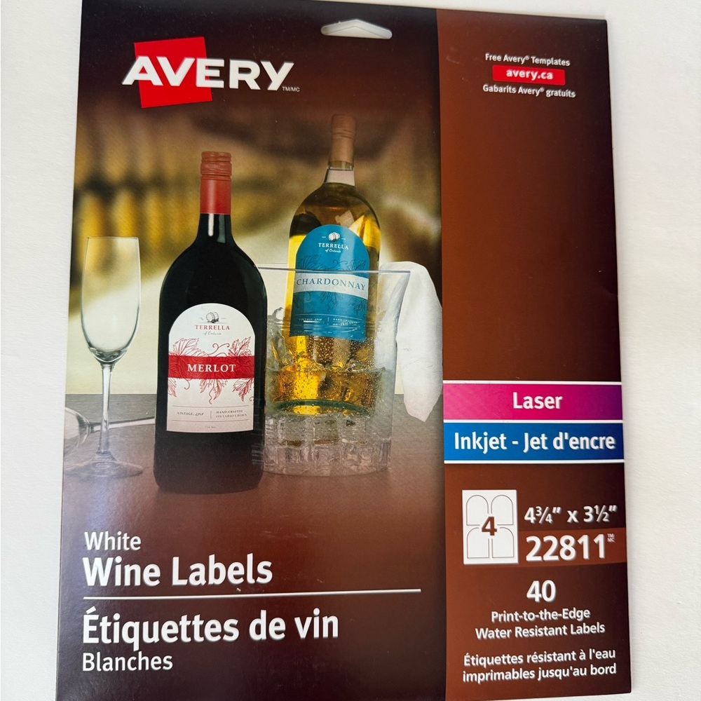 BNIB White Wine Labels - Avery 22811